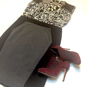 Ann Taylor LOFT Black/Gray Pencil Skirt, Size 8